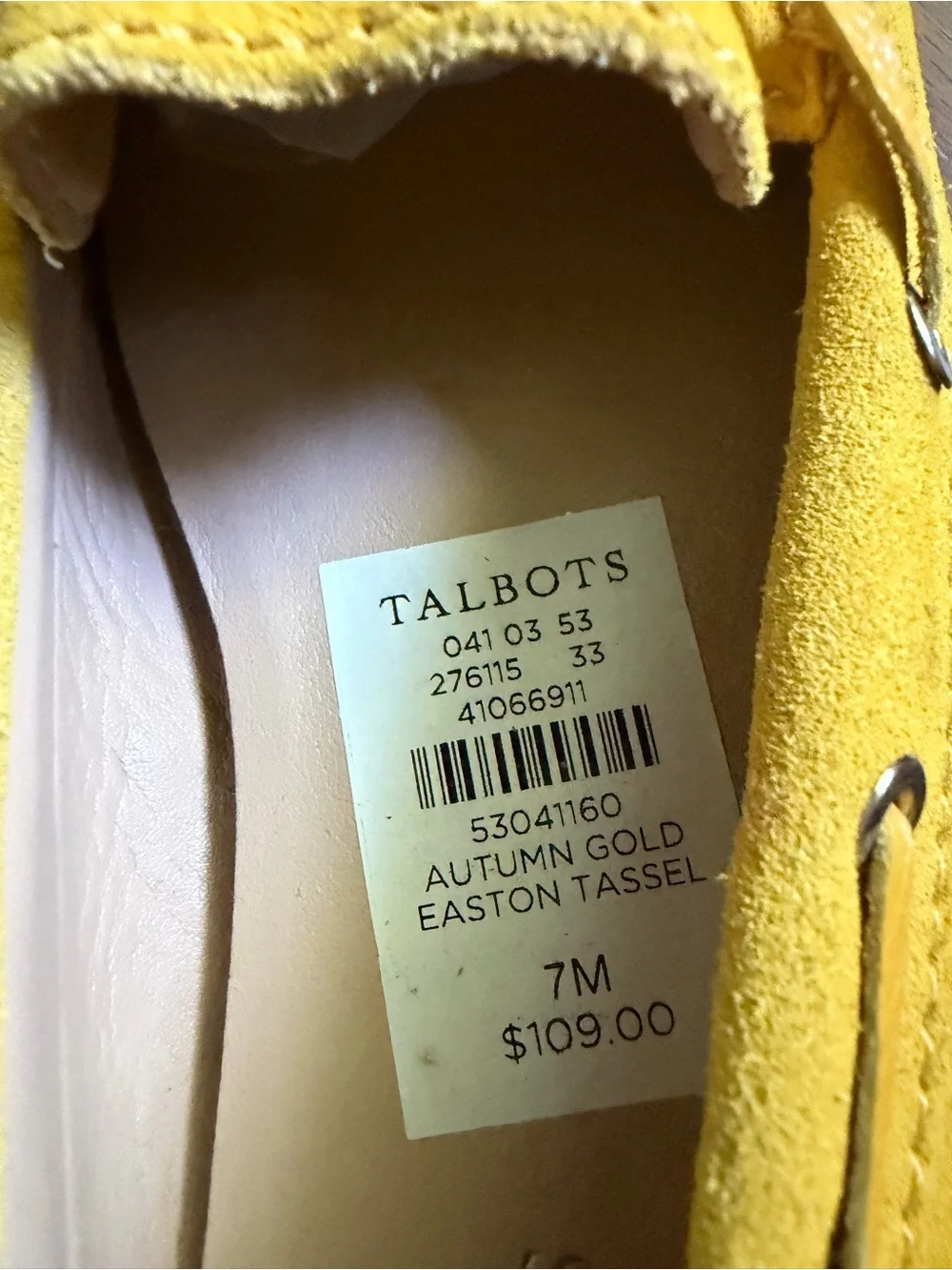 Talbots  Women’s Mustard Yellow Suede Tassel Moccasins
